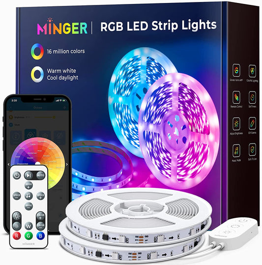 LED Strip Lights Bluetooth, 32.8Ft Music Sync LED Lights with App Phone, Remote, Control Box, RGB Color Changing Lights with 64 Scenes Modes, DIY for Room, Bedroom, Kitchen, TV, Office, Party