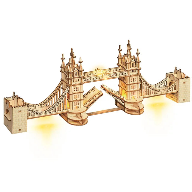 Robotime 3D Puzzle Wooden Kits DIY Tower Bridge Big Ben Set  Eiffel Tower Model Kit