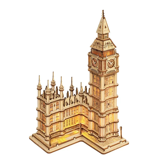 Robotime 3D Puzzle Wooden Kits DIY Tower Bridge Big Ben Set  Eiffel Tower Model Kit