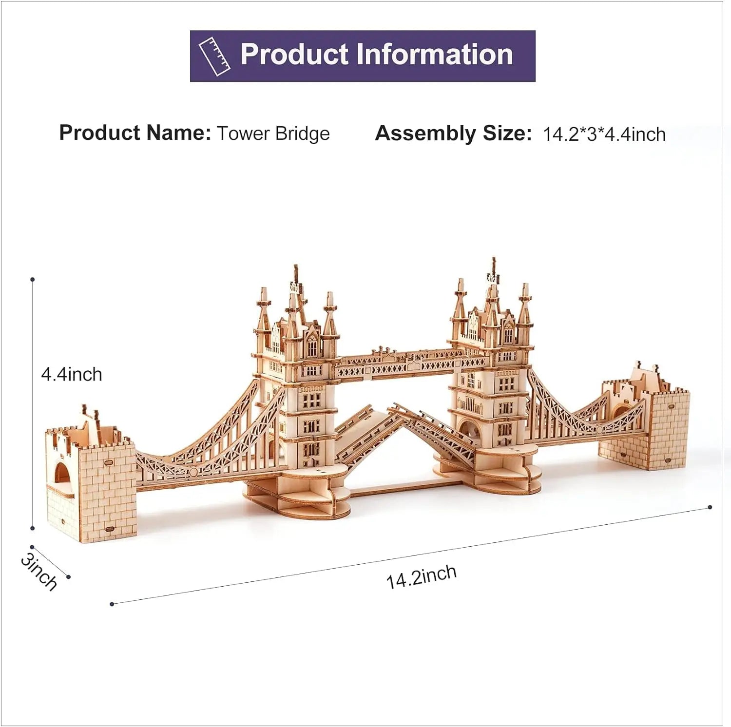 Robotime 3D Puzzle Wooden Kits DIY Tower Bridge Big Ben Set  Eiffel Tower Model Kit