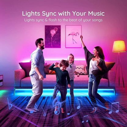 LED Strip Lights Bluetooth, 32.8Ft Music Sync LED Lights with App Phone, Remote, Control Box, RGB Color Changing Lights with 64 Scenes Modes, DIY for Room, Bedroom, Kitchen, TV, Office, Party